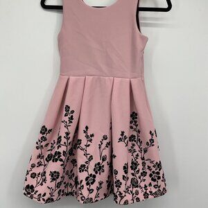 Pink & Black Floral Knitworks Girls Dress Size 10 Sleeveless Polyester Blend